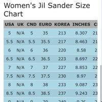 jil sander size guide.